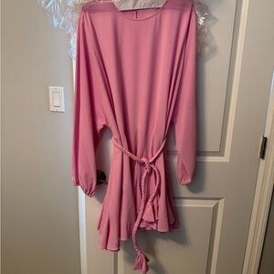 Pink Long-Sleeve Dress with Belt
